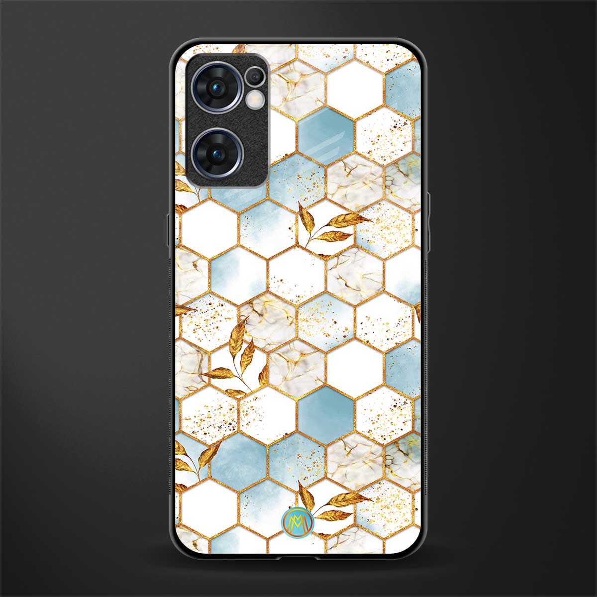 white marble tiles glass case for oppo reno7 5g image