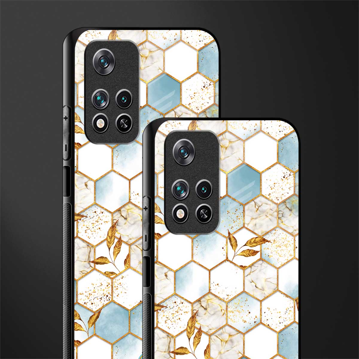 white marble tiles glass case for poco m4 pro 5g image-2