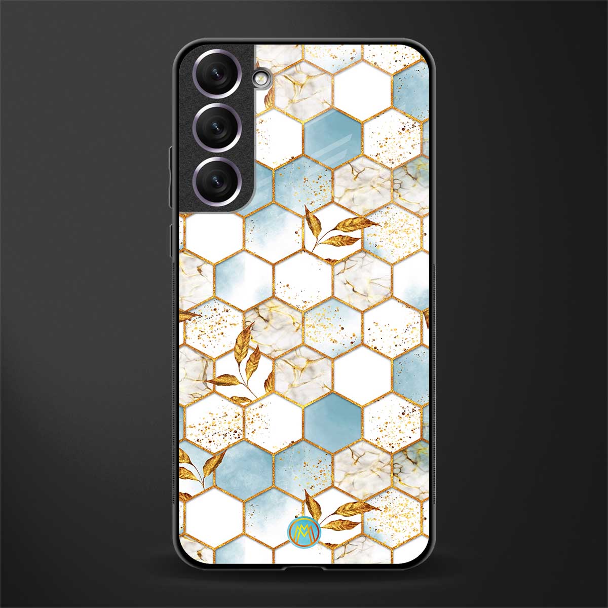 white marble tiles glass case for samsung galaxy s21 fe 5g image