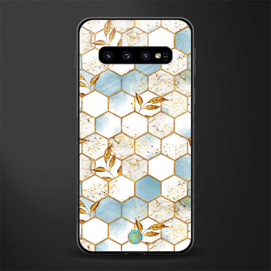 white marble tiles glass case for samsung galaxy s10 plus image