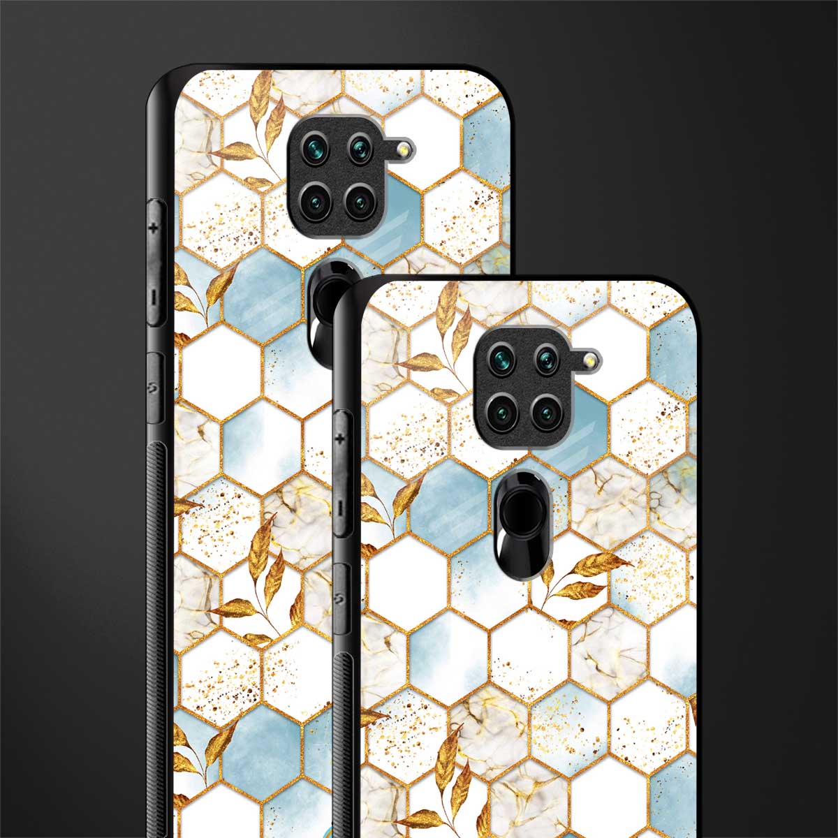 white marble tiles glass case for redmi note 9 image-2