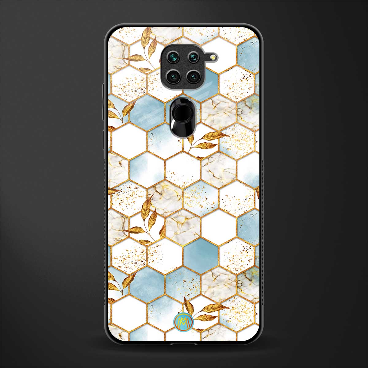white marble tiles glass case for redmi note 9 image