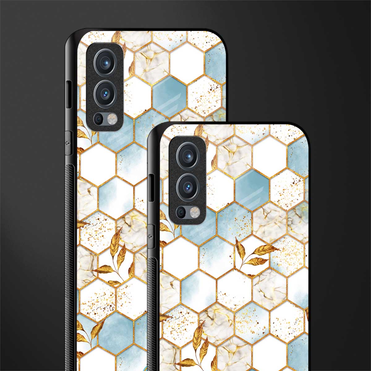 white marble tiles glass case for oneplus nord 2 5g image-2