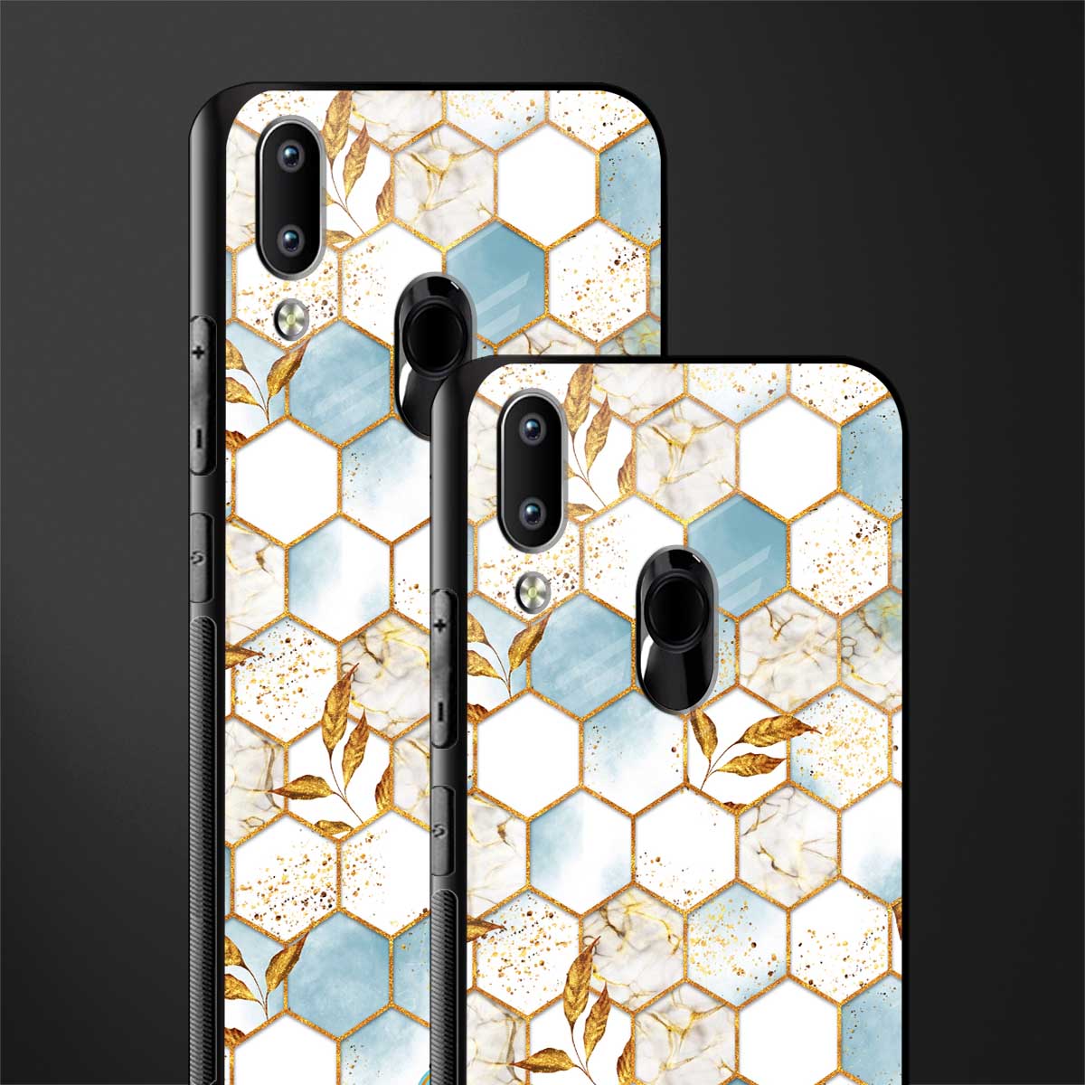 white marble tiles glass case for vivo y91 image-2