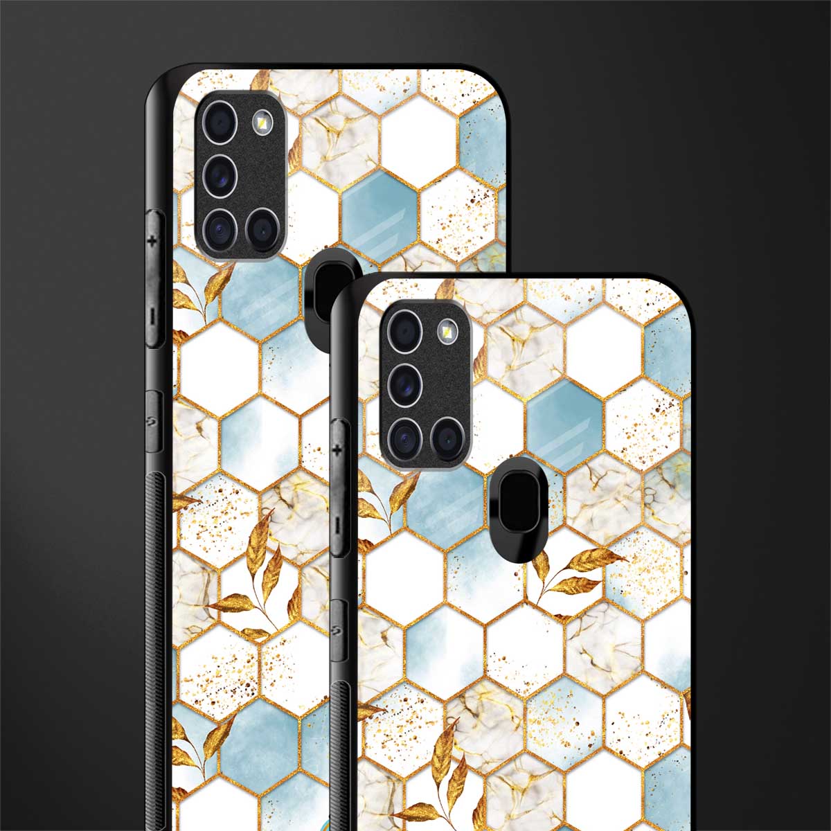 white marble tiles glass case for samsung galaxy a21s image-2