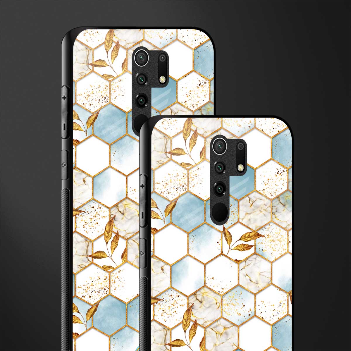 white marble tiles glass case for redmi 9 prime image-2