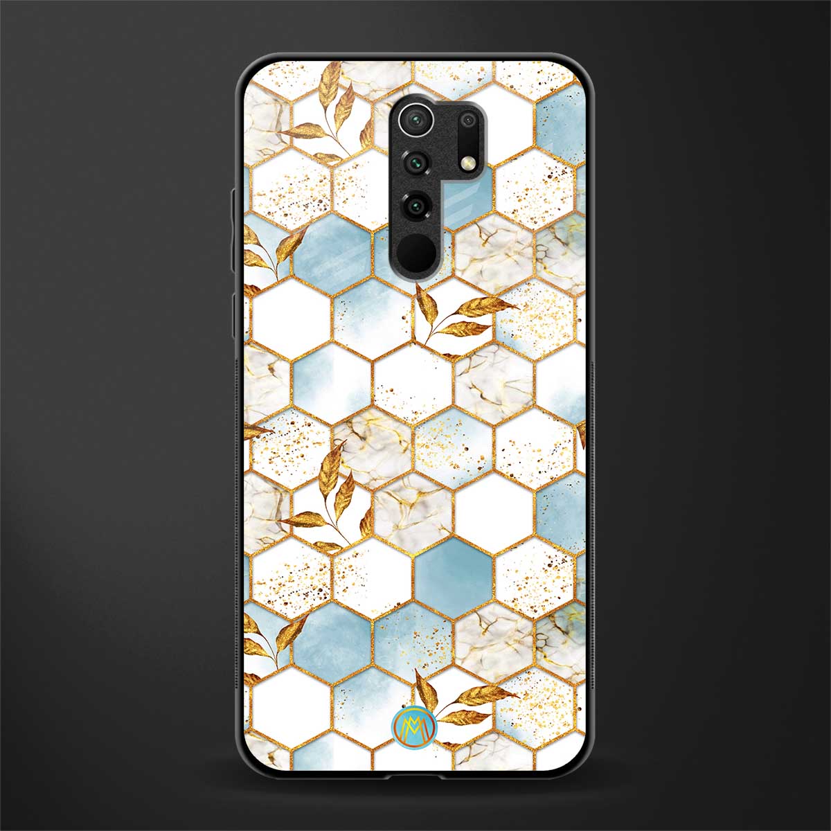 white marble tiles glass case for redmi 9 prime image