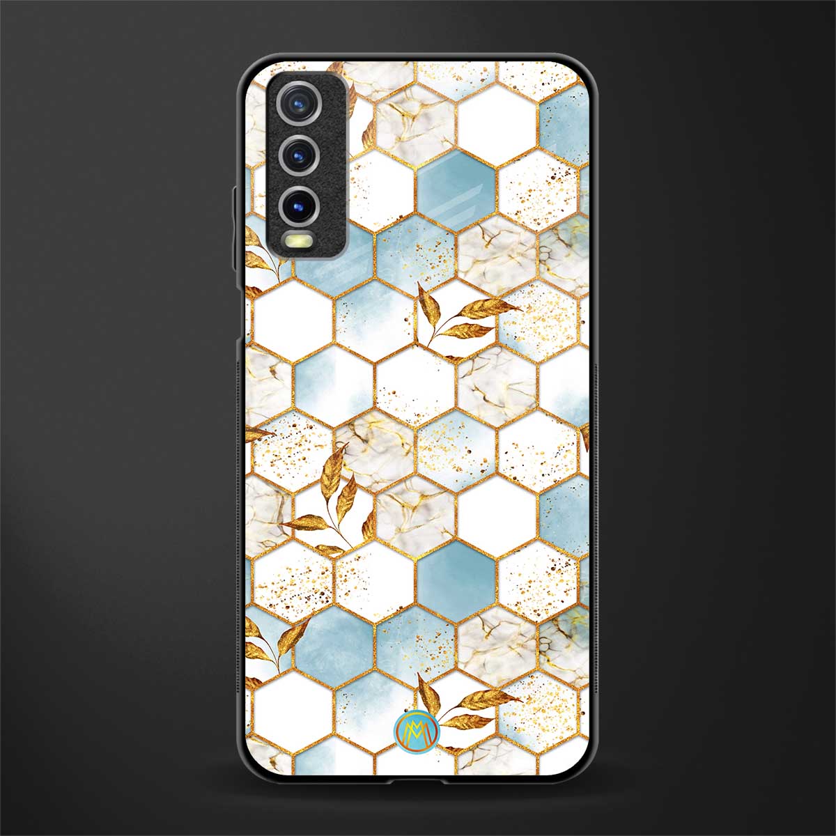 white marble tiles glass case for vivo y20 image