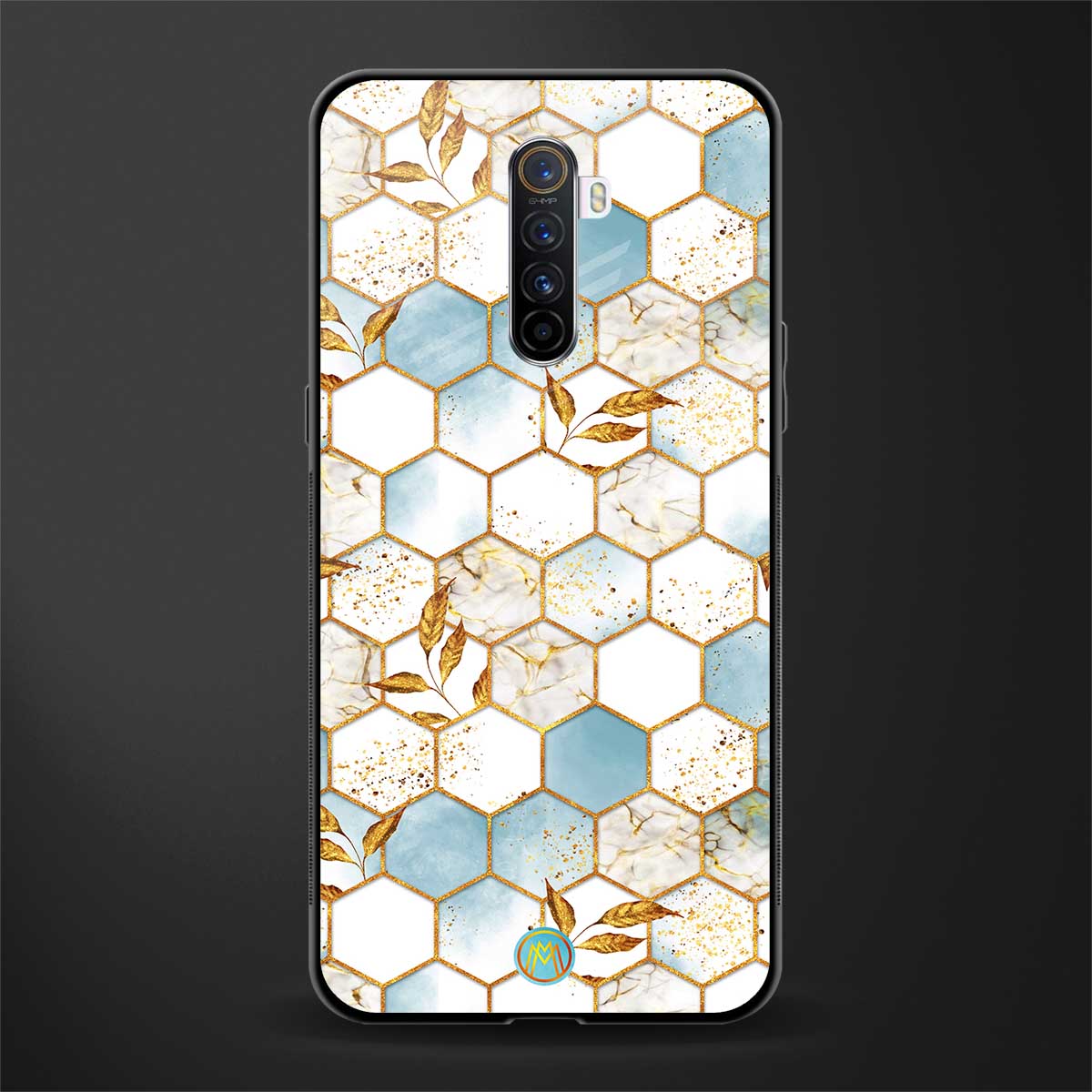 white marble tiles glass case for realme x2 pro image
