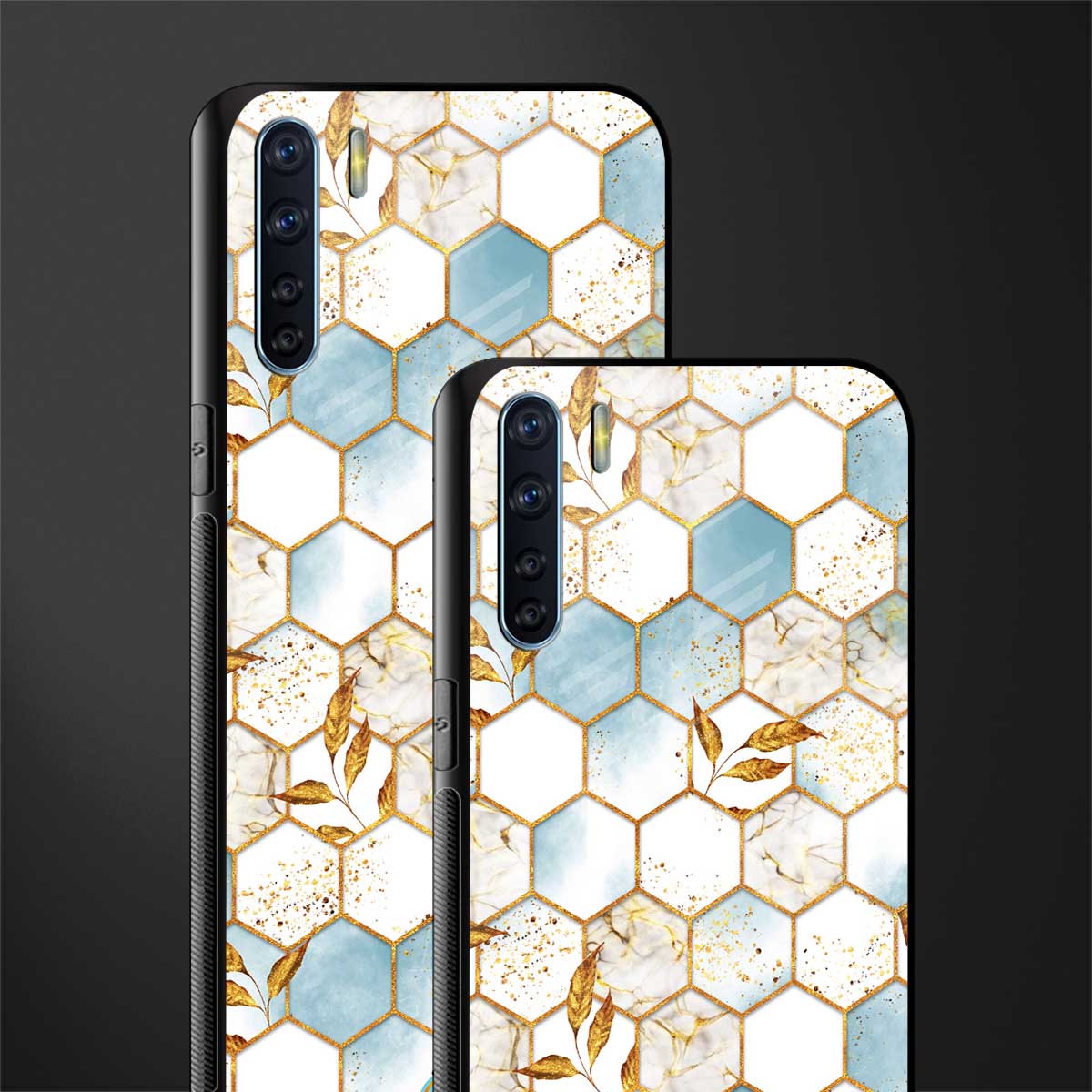 white marble tiles glass case for oppo f15 image-2