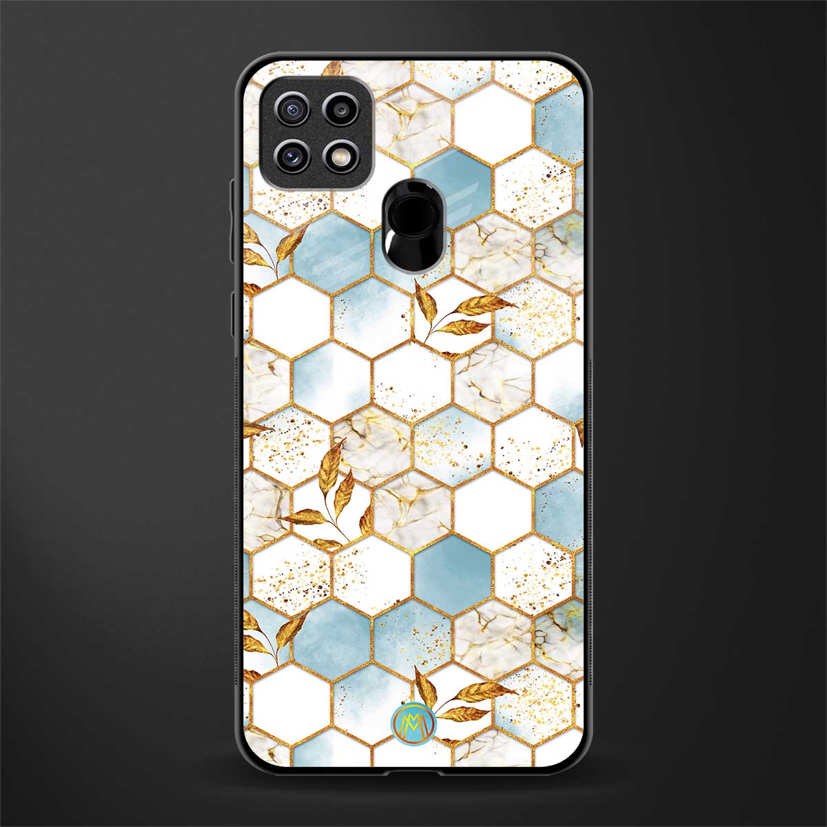 white marble tiles glass case for oppo a15s image