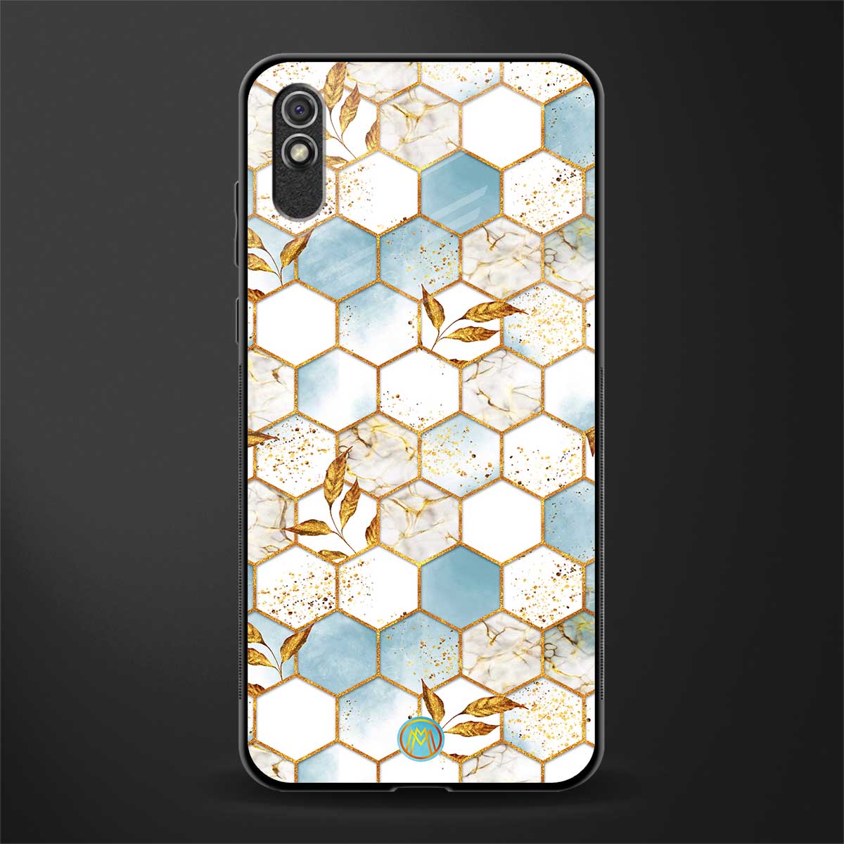 white marble tiles glass case for redmi 9i image