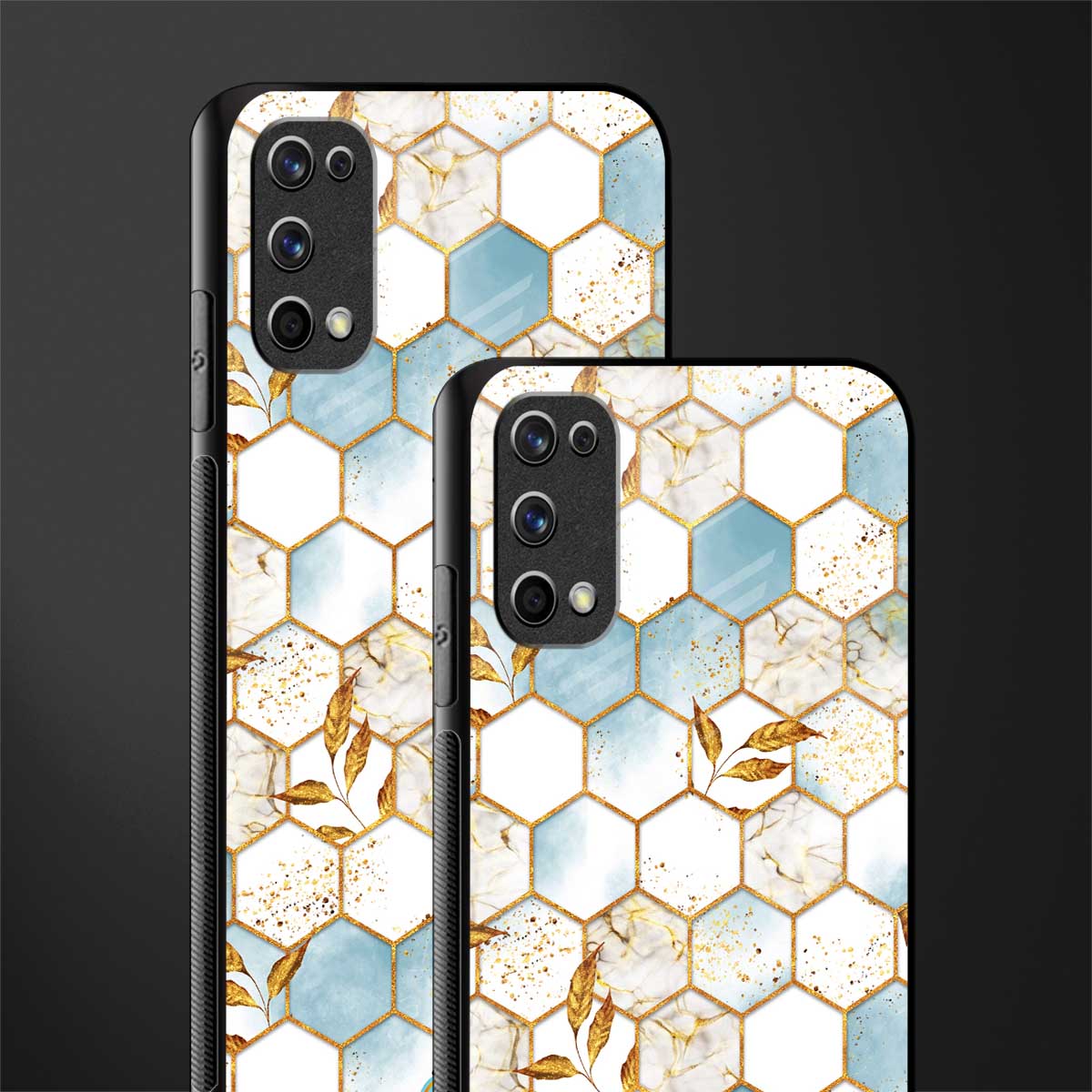 white marble tiles glass case for realme 7 pro image-2