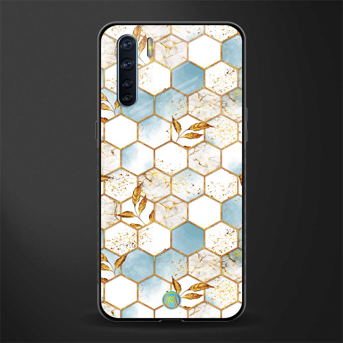 white marble tiles glass case for oppo f15 image