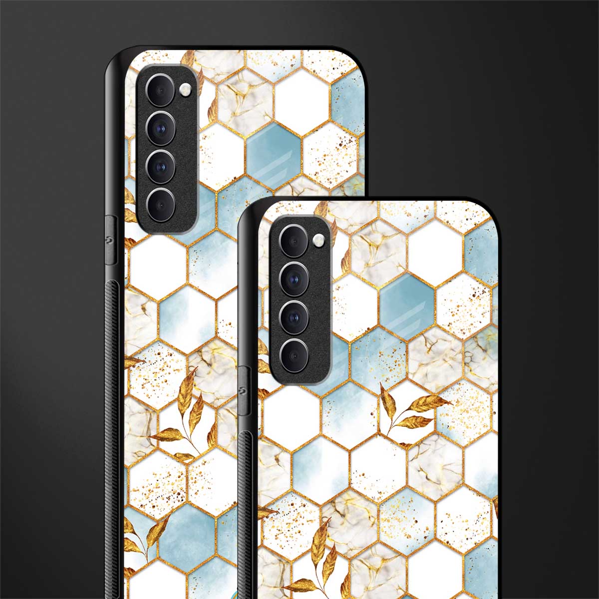 white marble tiles glass case for oppo reno 4 pro image-2