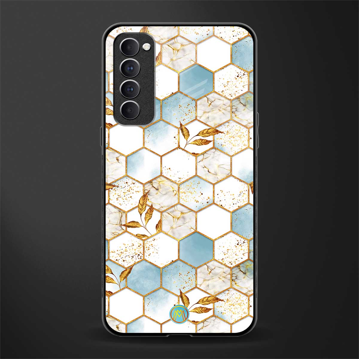 white marble tiles glass case for oppo reno 4 pro image