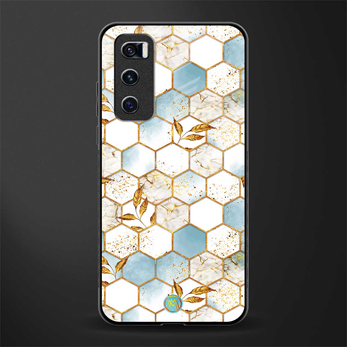 white marble tiles glass case for vivo v20 se image