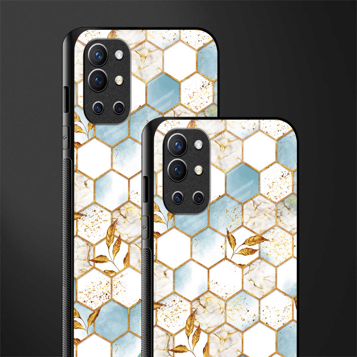 white marble tiles glass case for oneplus 9r image-2