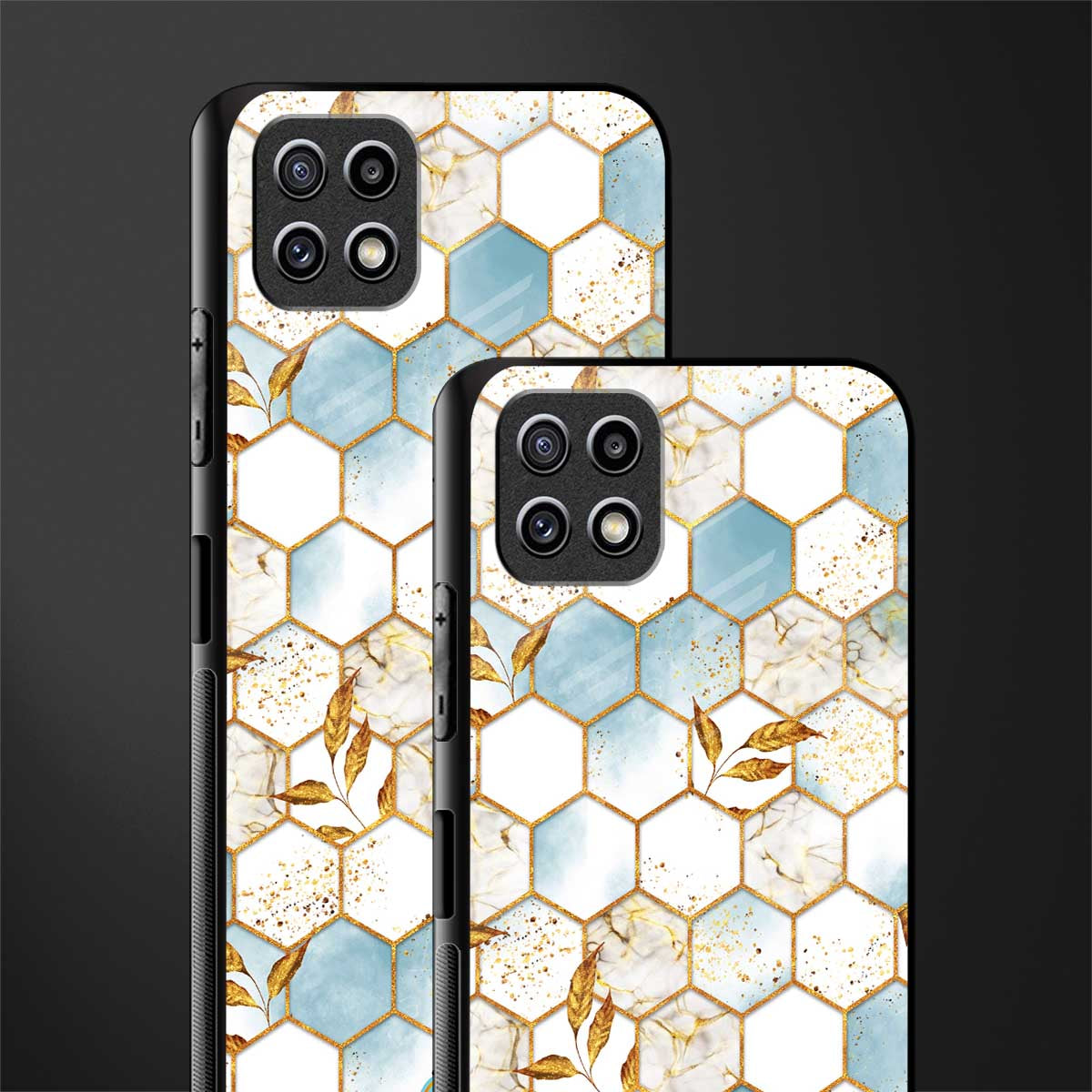 white marble tiles glass case for samsung galaxy a22 5g image-2