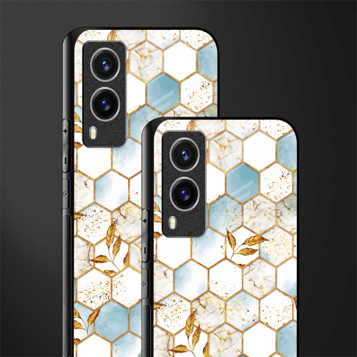 white marble tiles glass case for vivo v21e 5g image-2