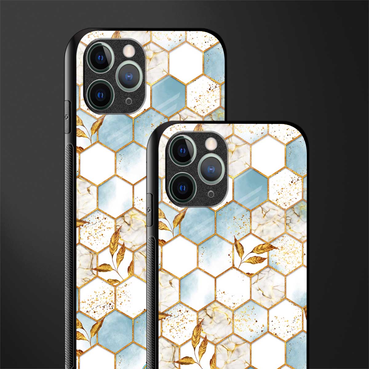 white marble tiles glass case for iphone 11 pro image-2
