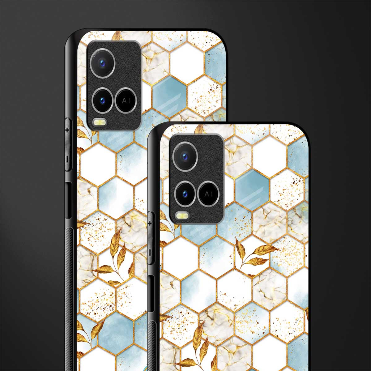 white marble tiles glass case for vivo y33s vivo y33t image-2