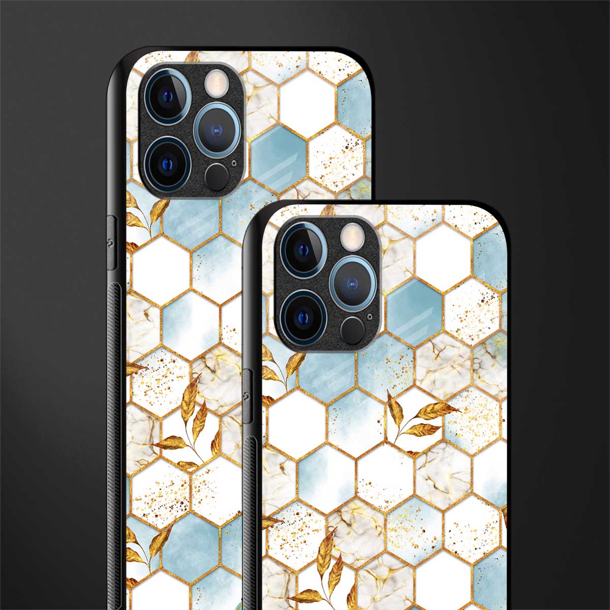 white marble tiles glass case for iphone 12 pro max image-2