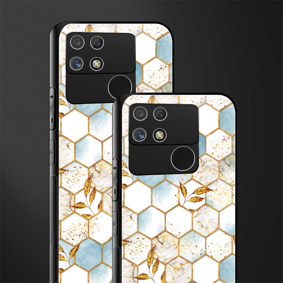 white marble tiles back phone cover | glass case for realme narzo 50a