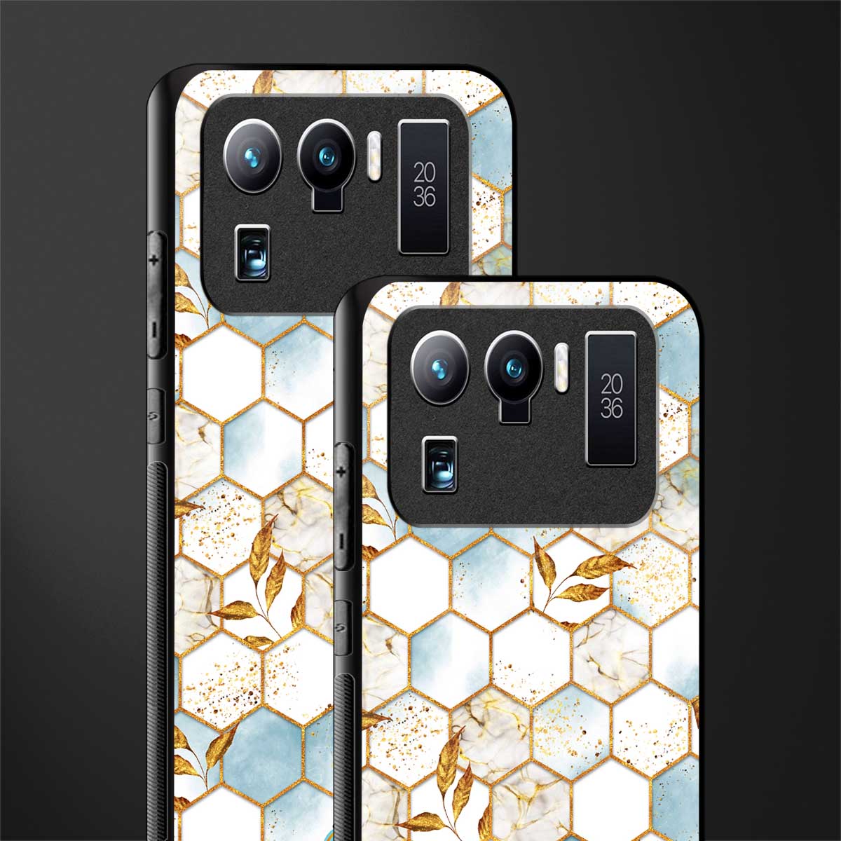 white marble tiles glass case for mi 11 ultra 5g image-2