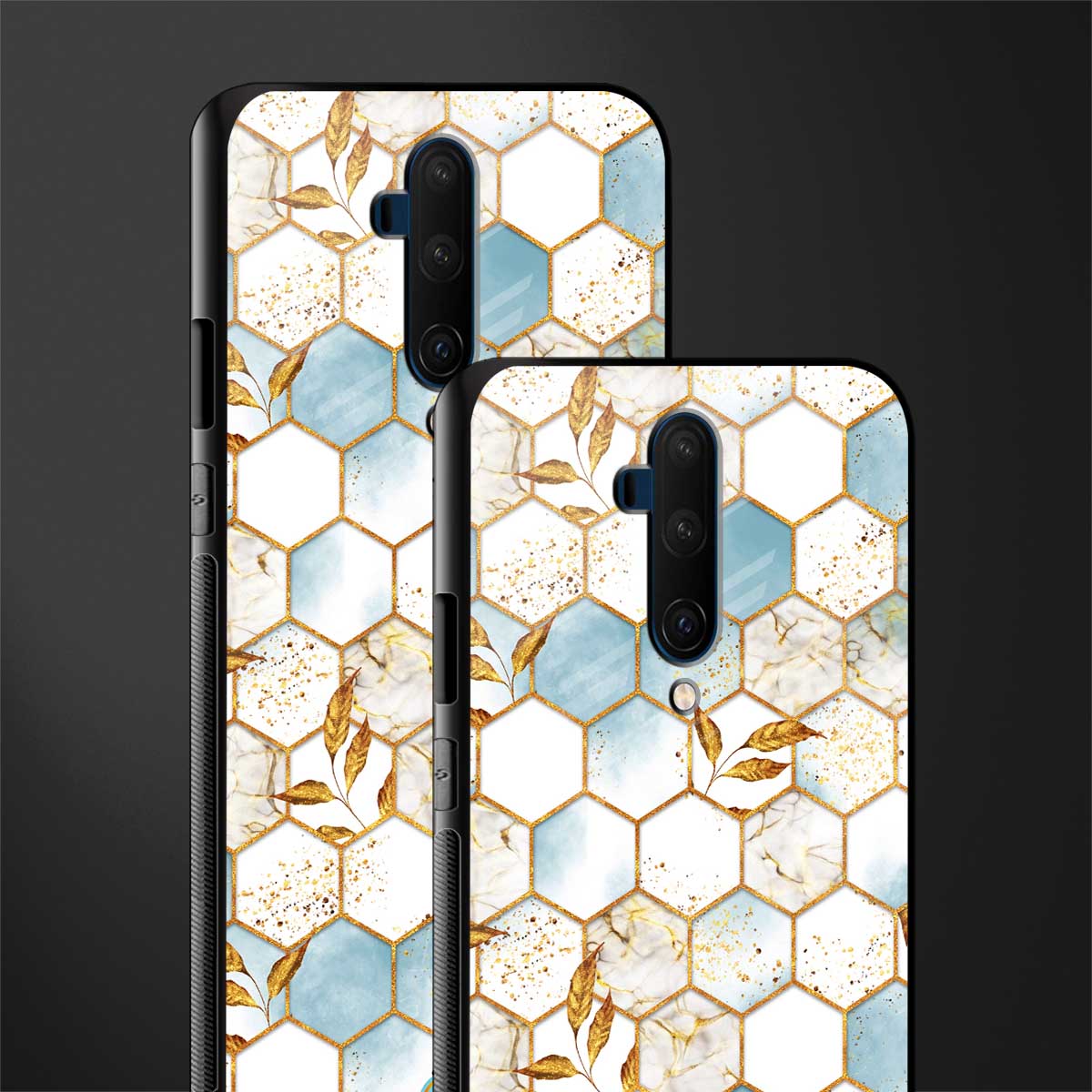 white marble tiles glass case for oneplus 7t pro image-2