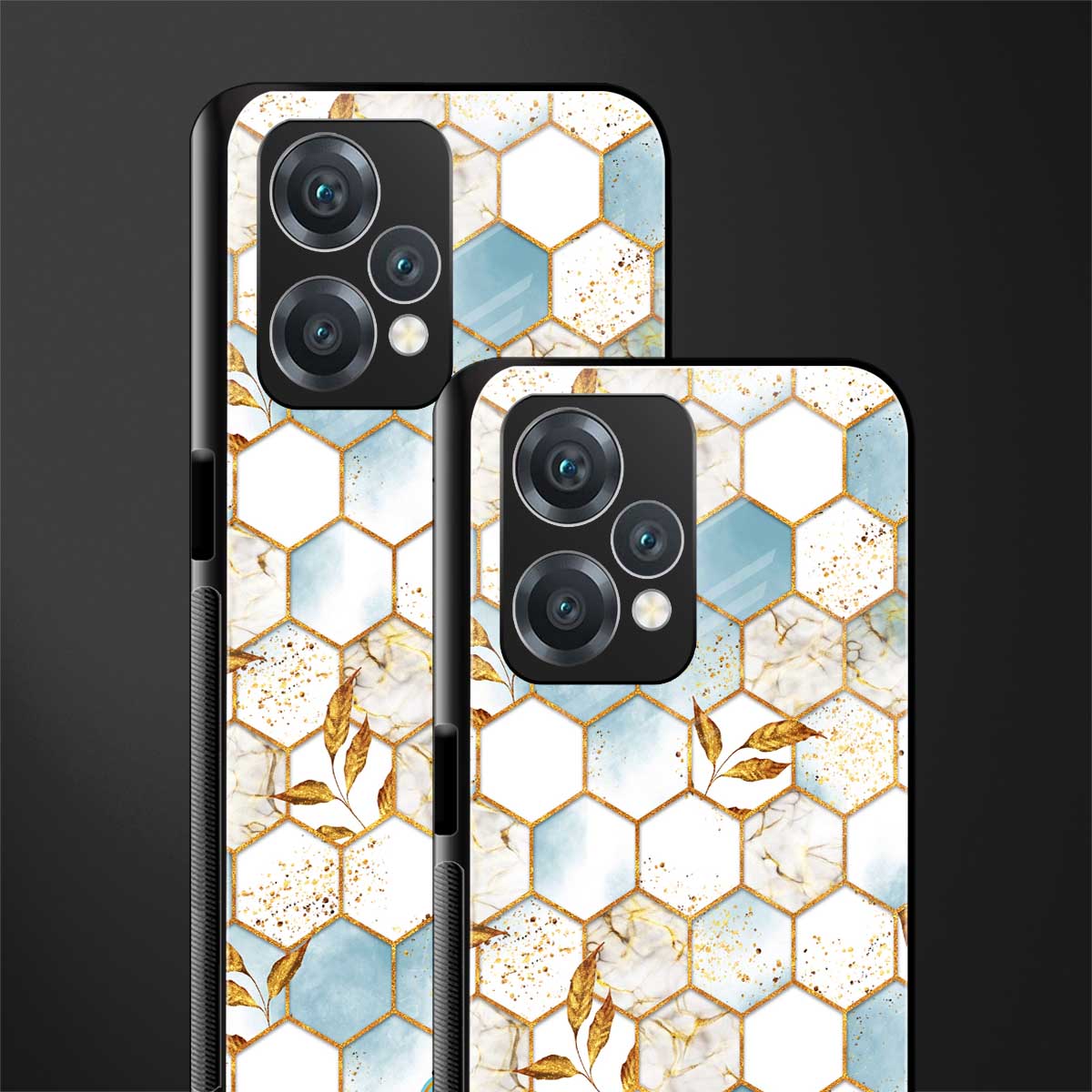 white marble tiles back phone cover | glass case for oneplus nord ce 2 lite 5g
