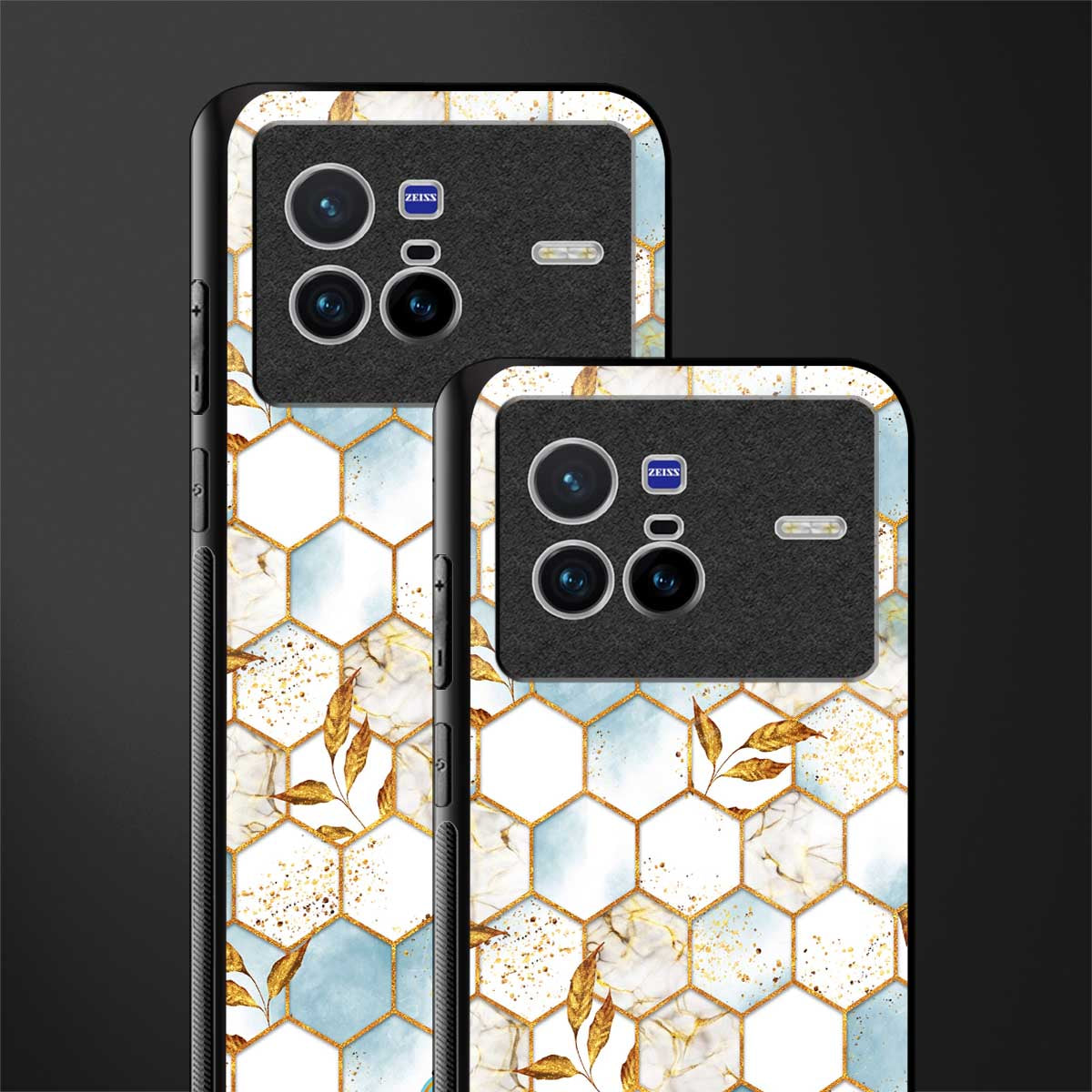 white marble tiles glass case for vivo x80 image-2