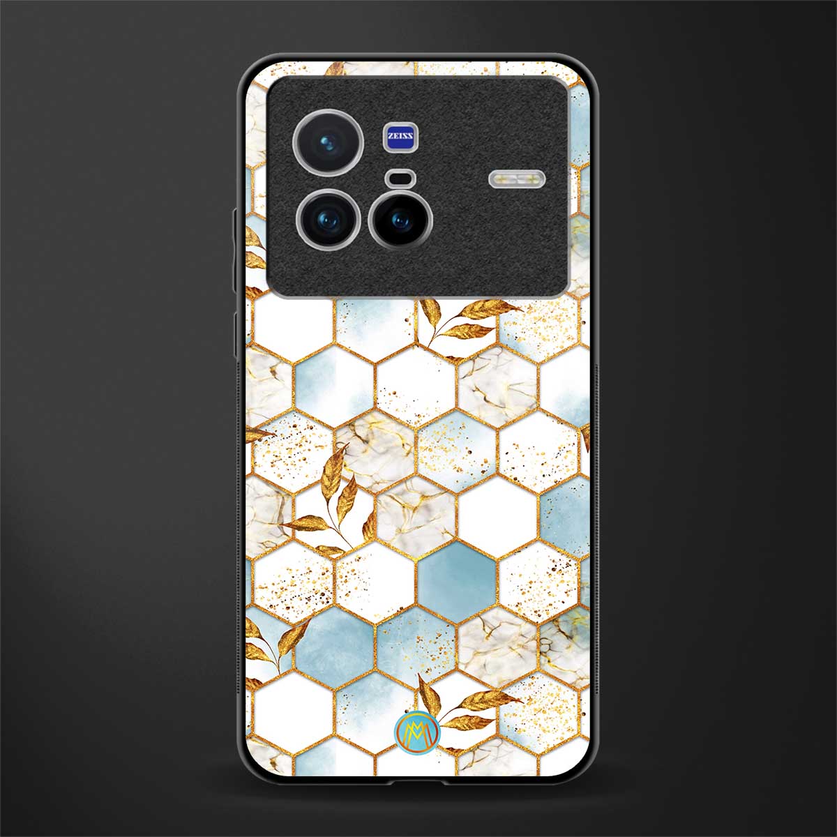white marble tiles glass case for vivo x80 image