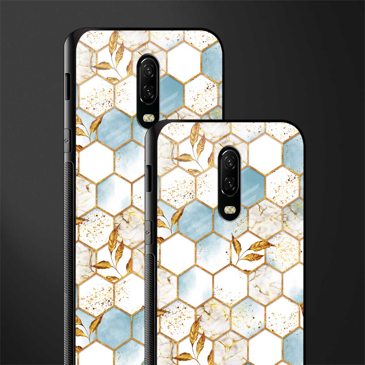 white marble tiles glass case for oneplus 6t image-2