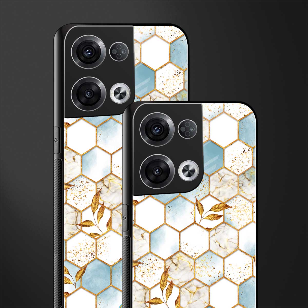 white marble tiles back phone cover | glass case for oppo reno 8 pro