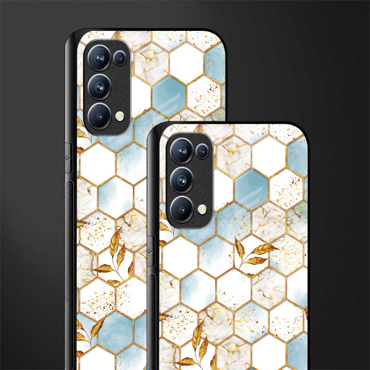 white marble tiles back phone cover | glass case for oppo reno 5