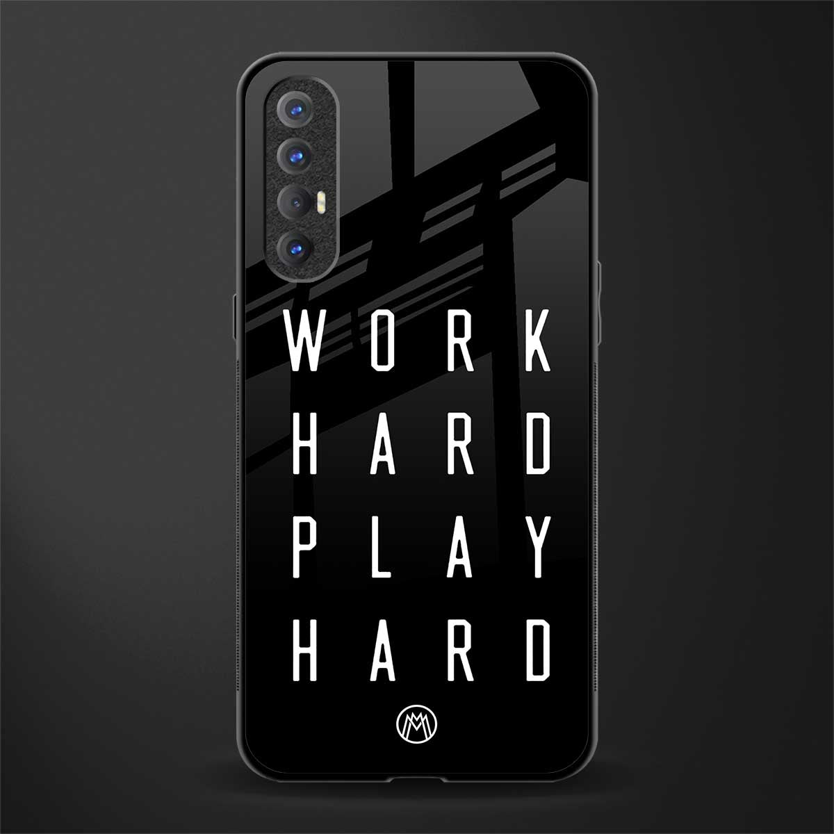 work hard play hard glass case for oppo reno 3 pro image