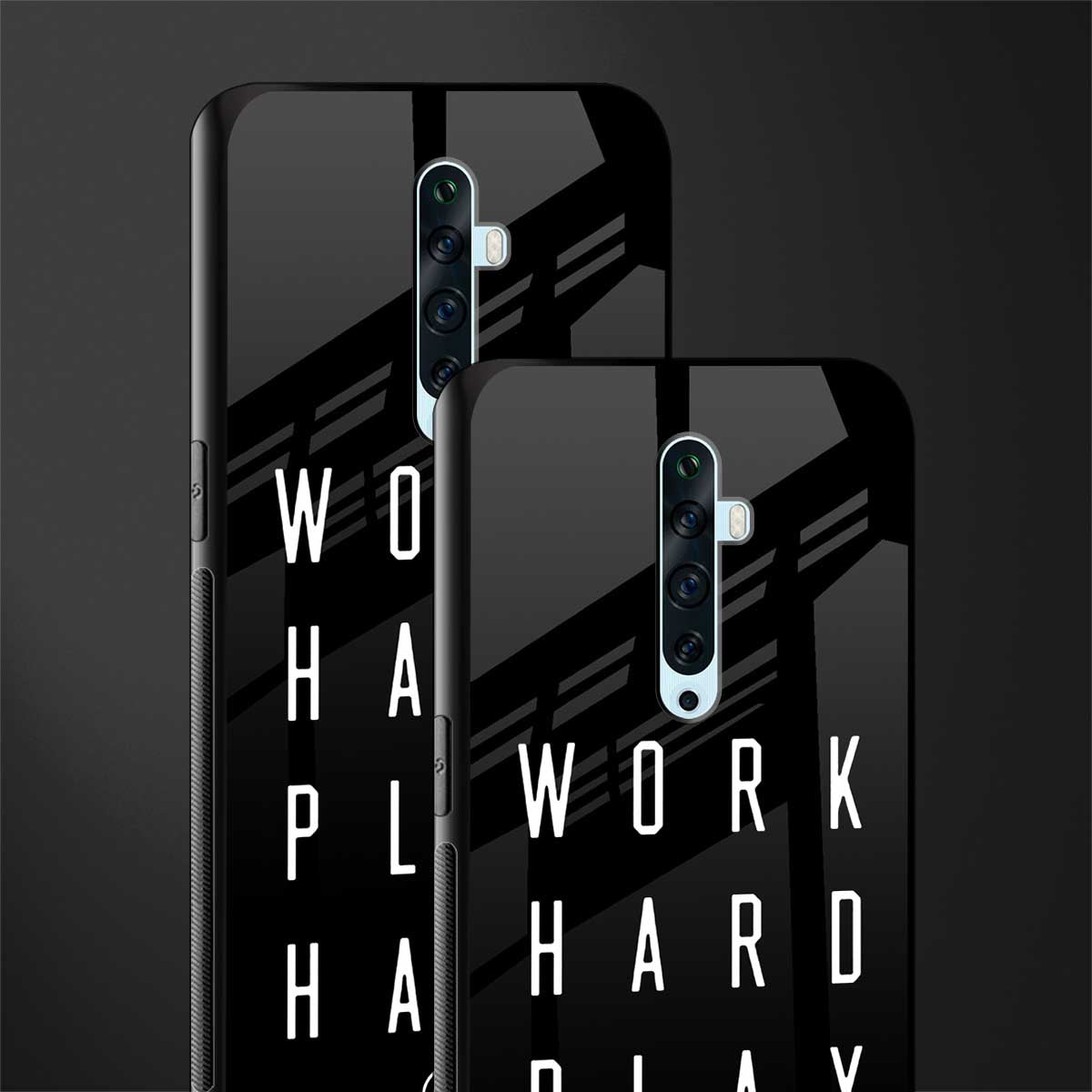 work hard play hard glass case for oppo reno 2f image-2
