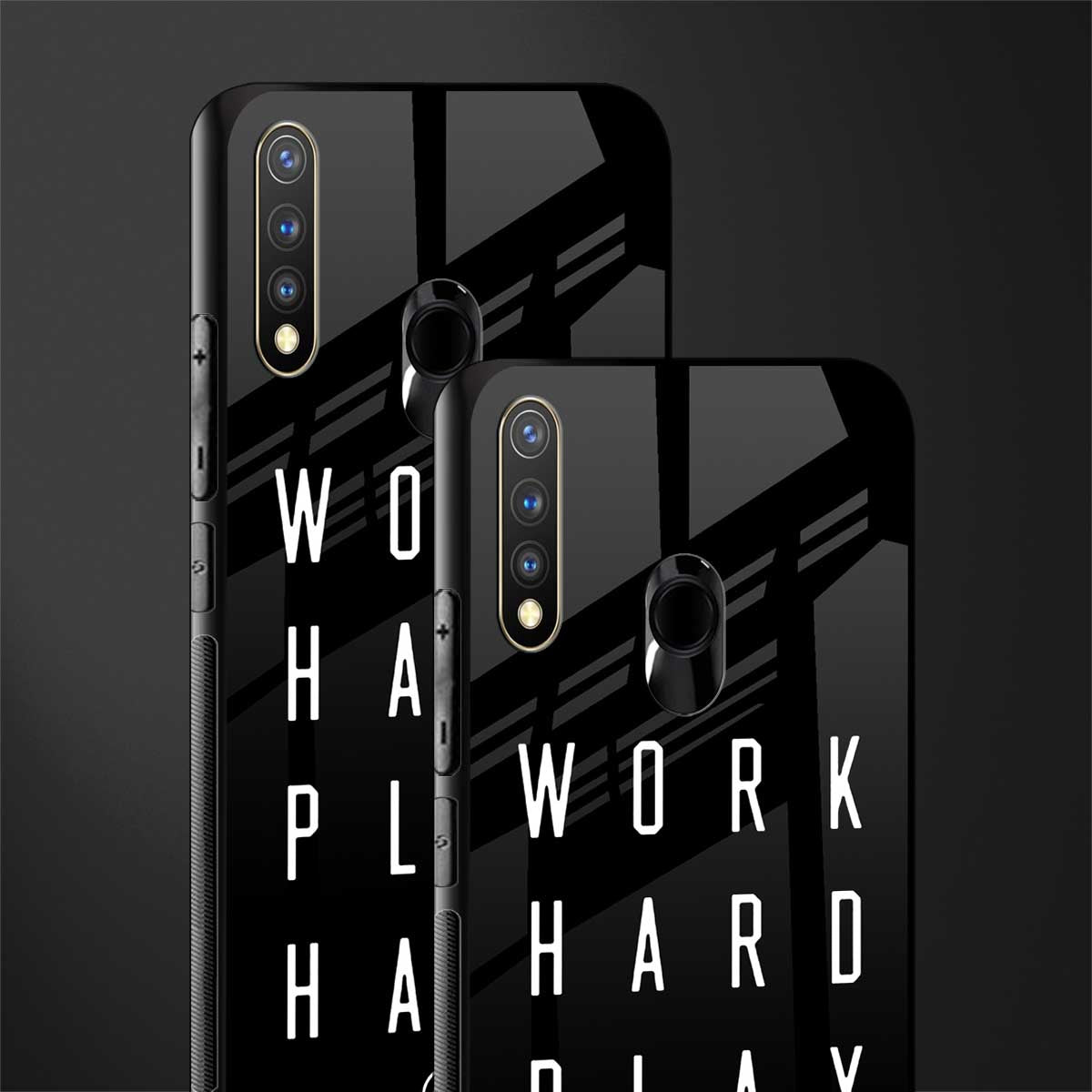 work hard play hard glass case for vivo u20 image-2