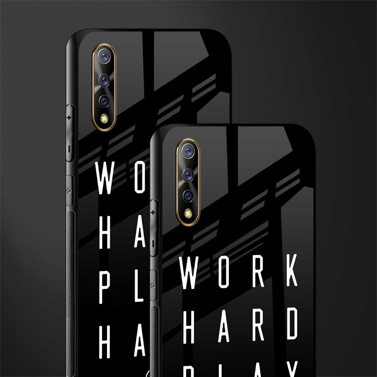 work hard play hard glass case for vivo s1 image-2