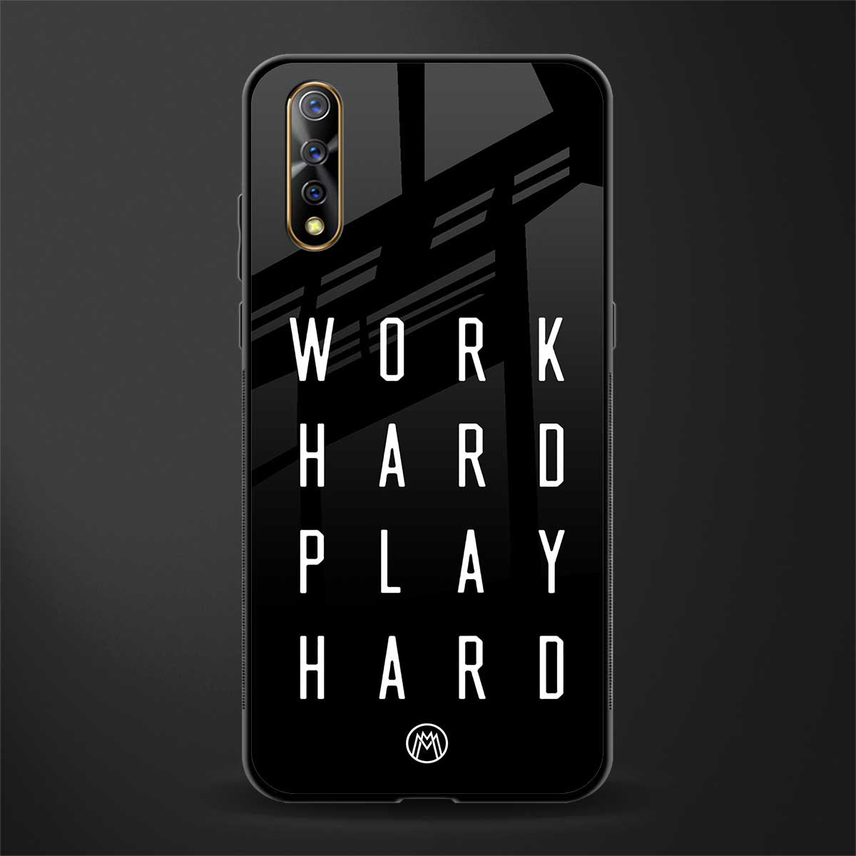 work hard play hard glass case for vivo s1 image