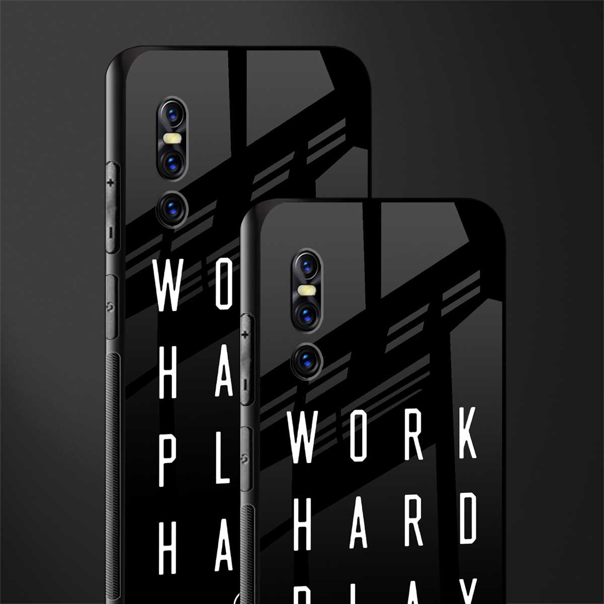 work hard play hard glass case for vivo v15 pro image-2