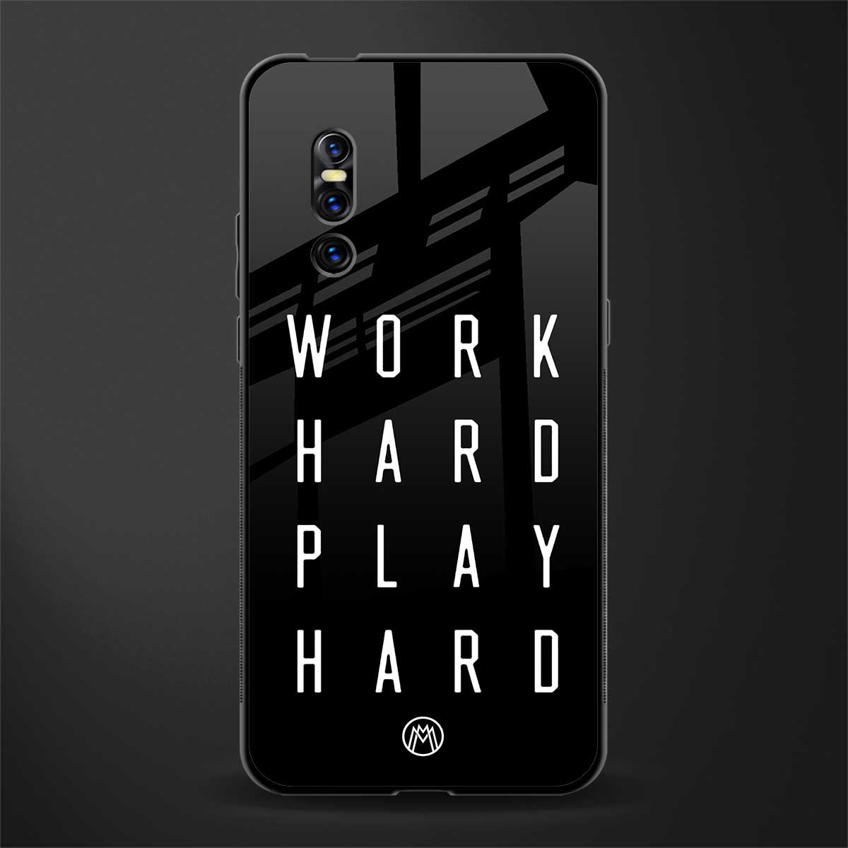 work hard play hard glass case for vivo v15 pro image