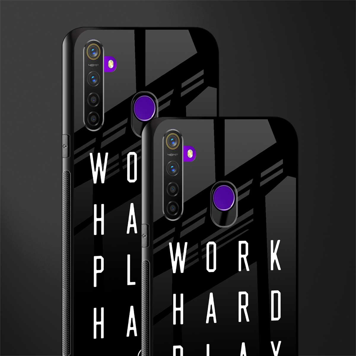work hard play hard glass case for realme 5s image-2