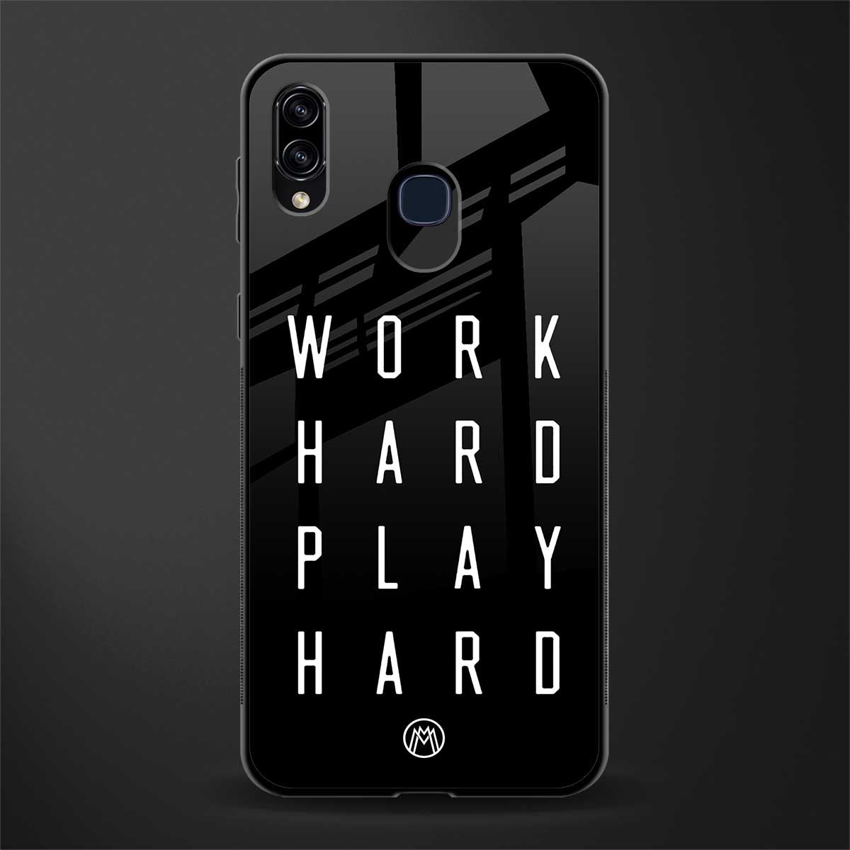 work hard play hard glass case for samsung galaxy a20 image