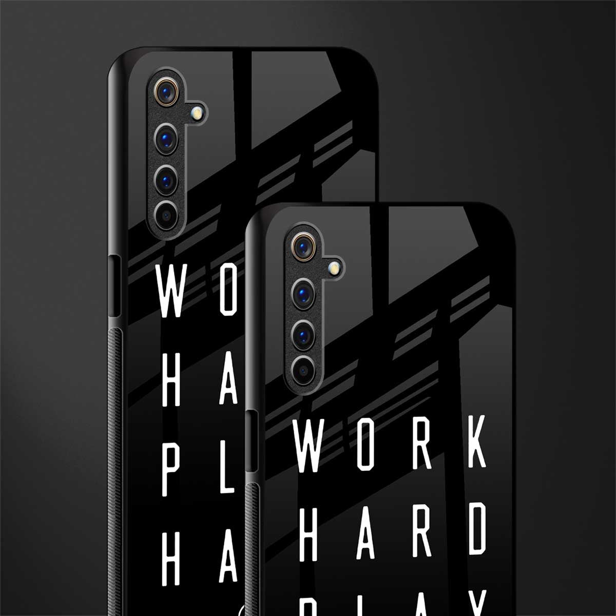 work hard play hard glass case for realme 6i image-2