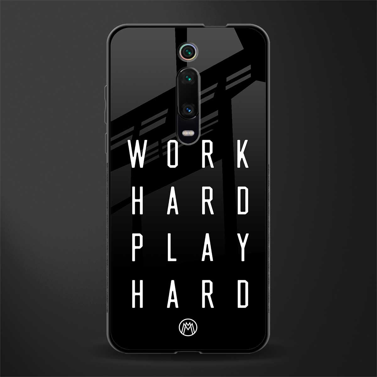 work hard play hard glass case for redmi k20 image