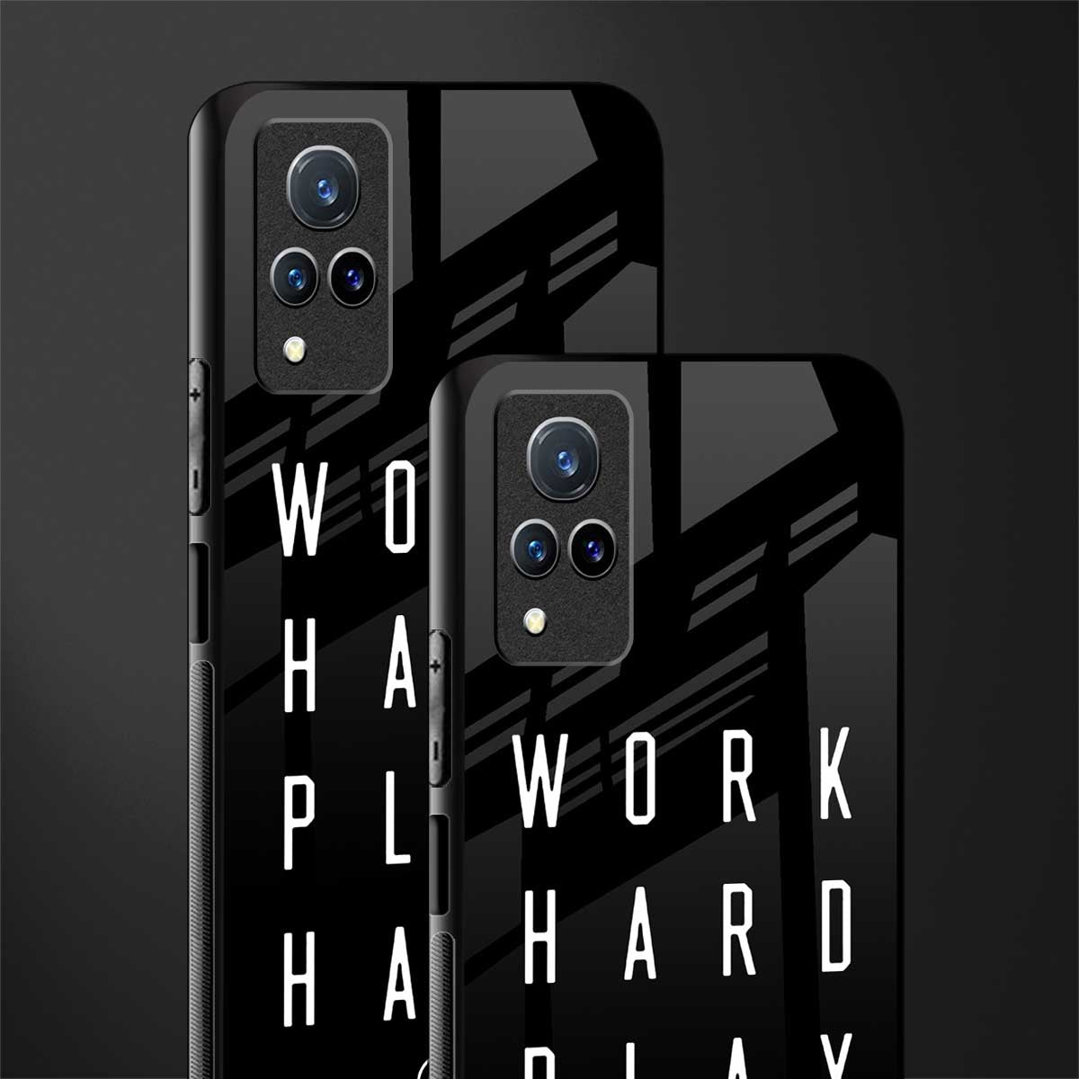 work hard play hard glass case for vivo v21 5g image-2