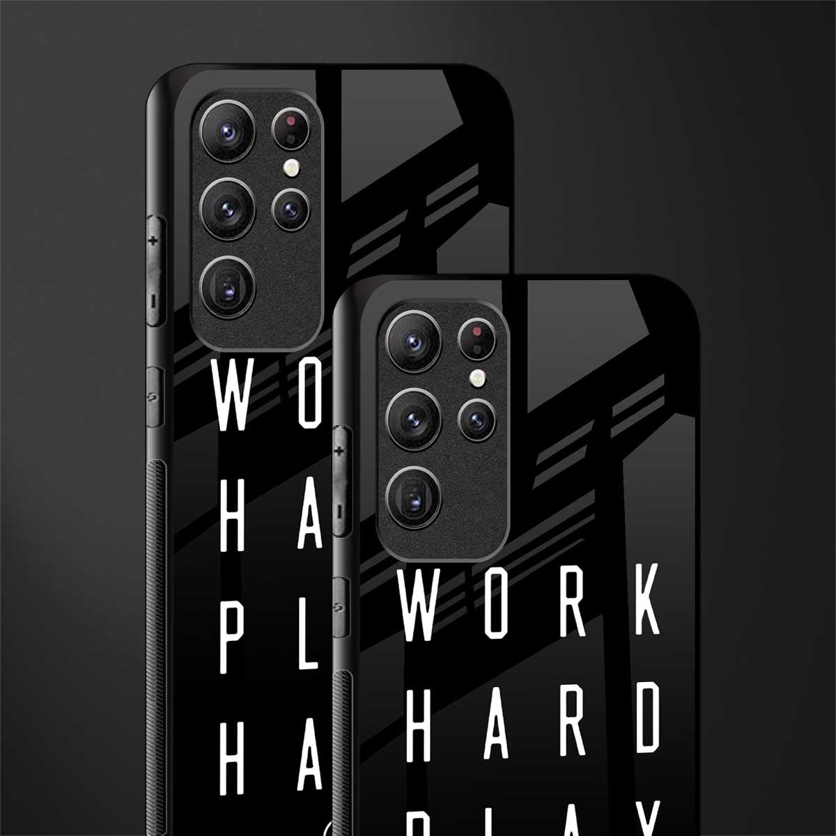 work hard play hard glass case for samsung galaxy s22 ultra 5g image-2