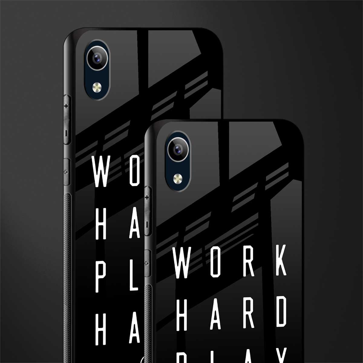 work hard play hard glass case for vivo y1s without fingerprint image-2